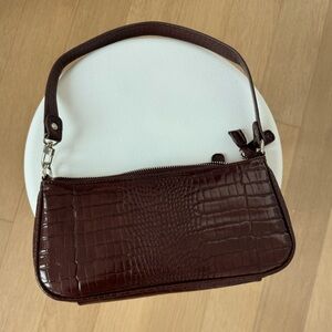 By Far Inspired Shoulder Bag in Brown Croc-Embossed PU leather
